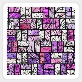 Purple Pink and White Stained Glass Effect Roses Sticker